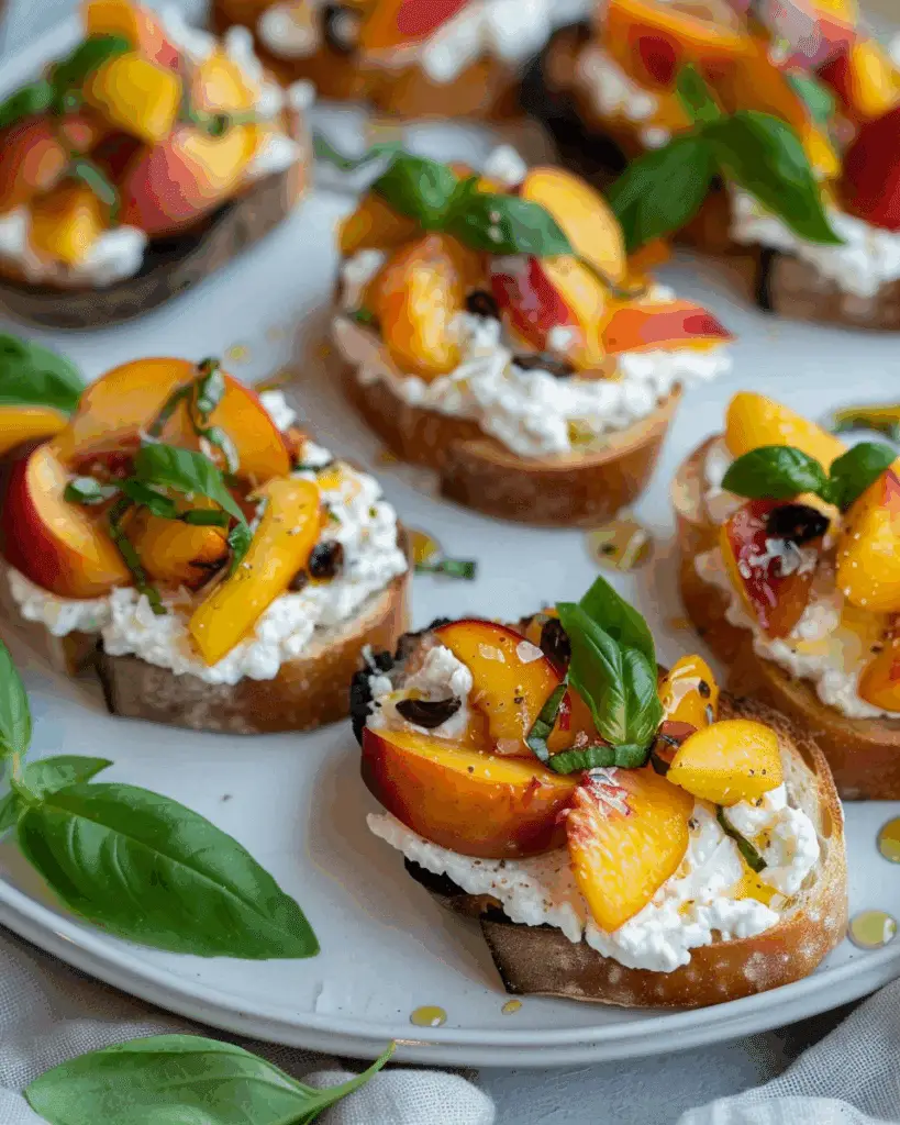 Quick Peach Bruschetta with Whipped Ricotta