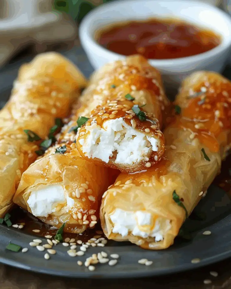 Oven Fried Feta Rolls with Chili Honey