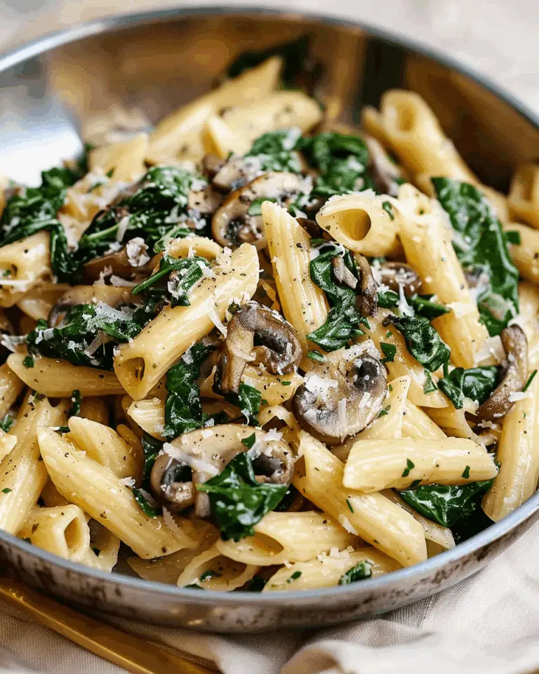 Creamy Parmesan Spinach Mushroom Pasta