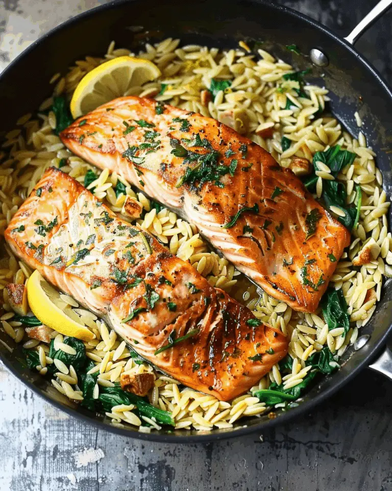One Skillet Salmon with Lemon Orzo