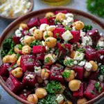 Chickpea, Beet & Feta Salad with Lemon‑Garlic Vinaigrette