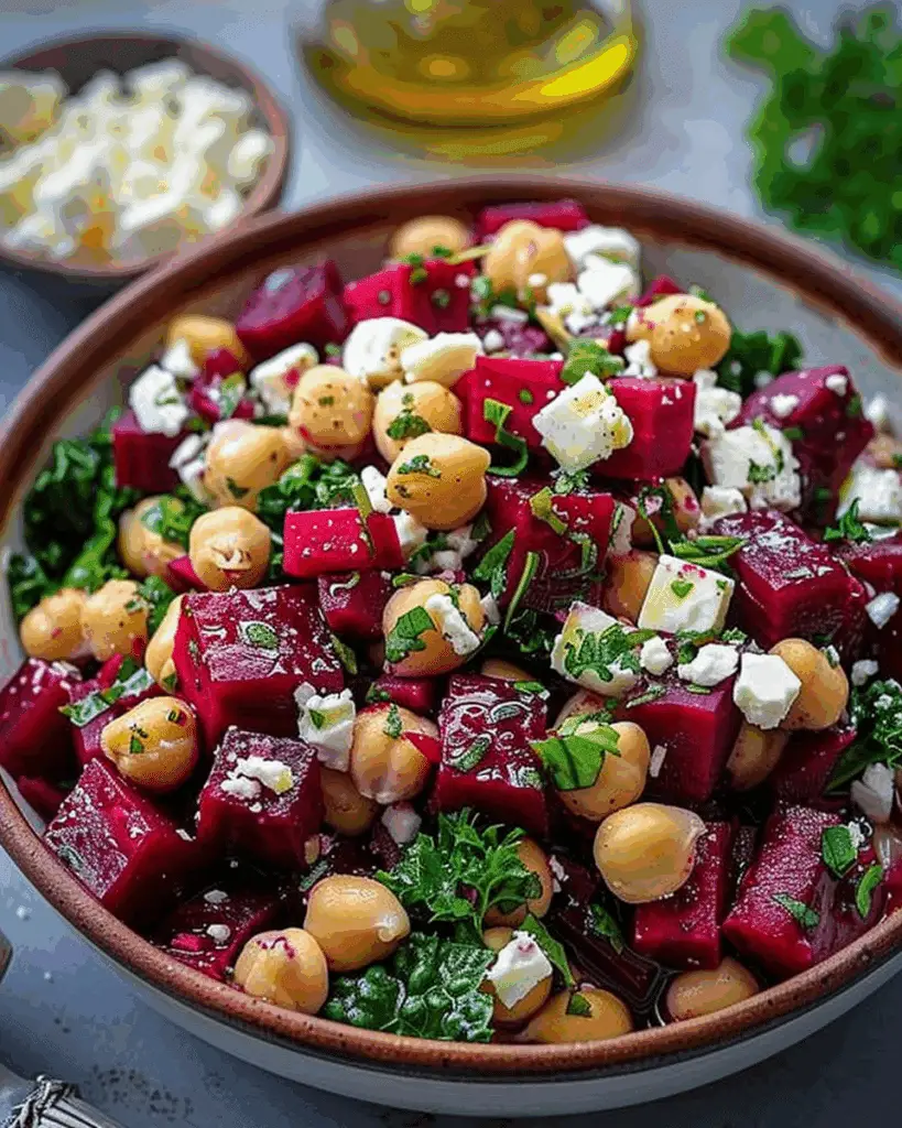 Chickpea, Beet & Feta Salad with Lemon‑Garlic Vinaigrette