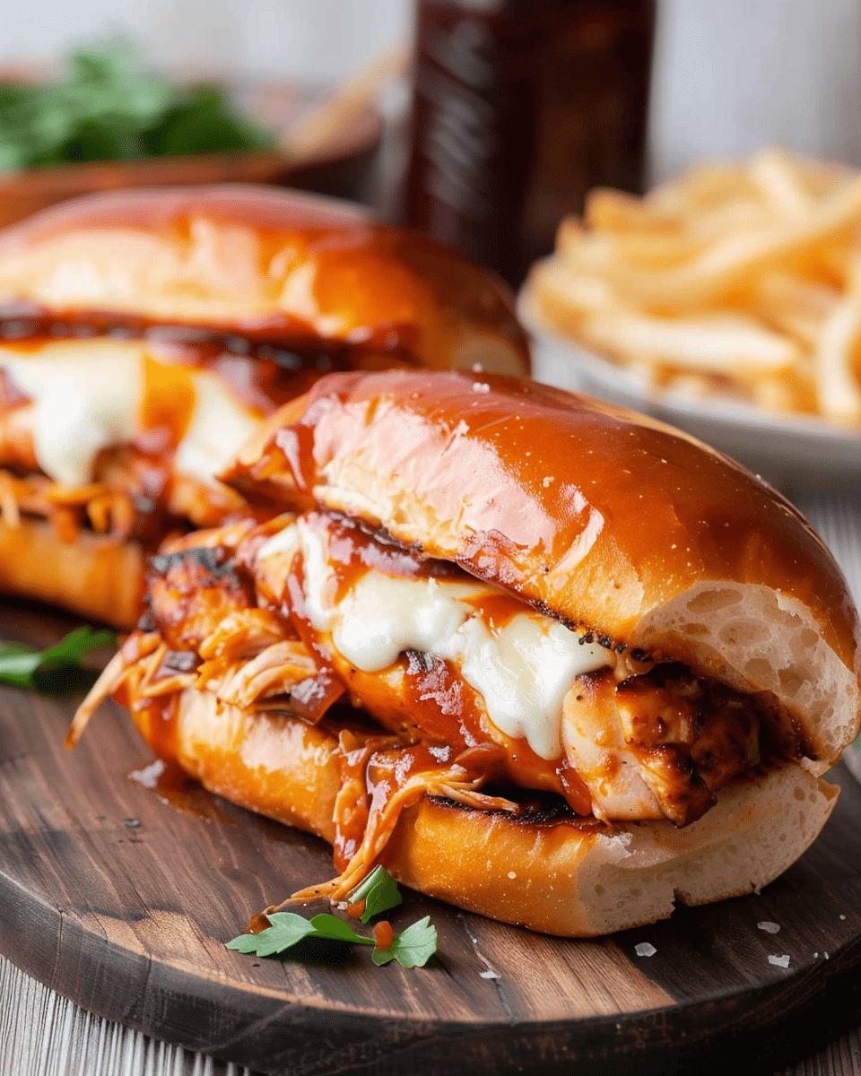 Grilled Mozzarella BBQ Chicken Sandwiches