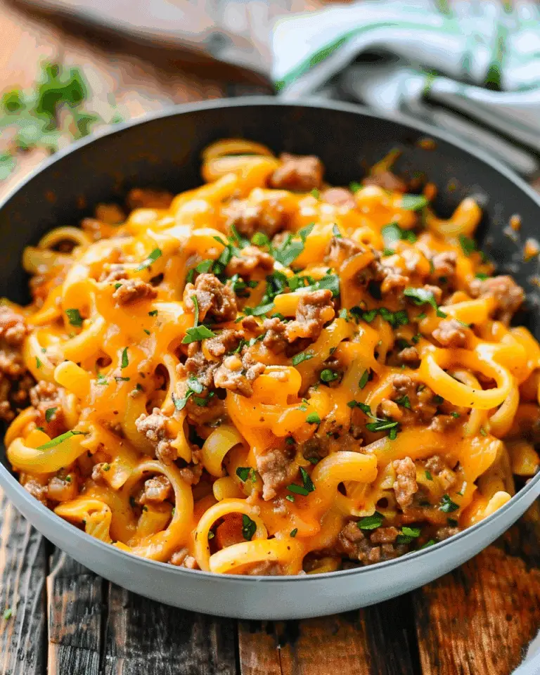 One Pot Cajun Beef and Cheddar Pasta