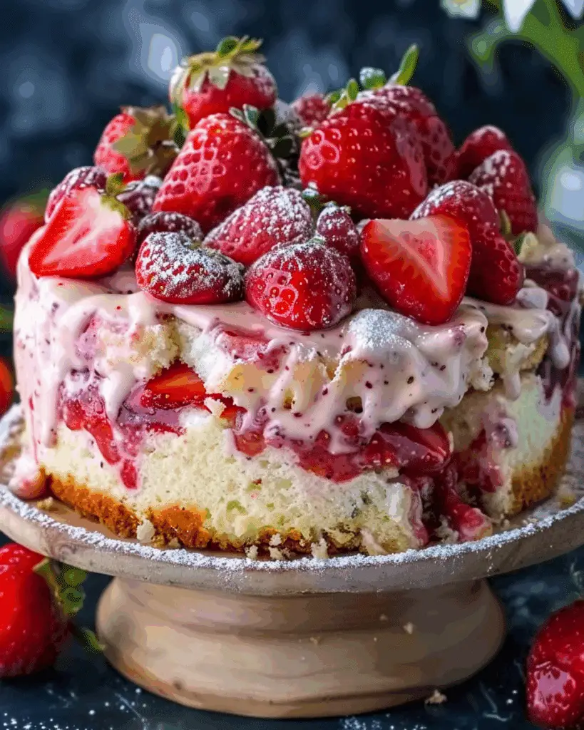 Strawberry Earthquake Cake