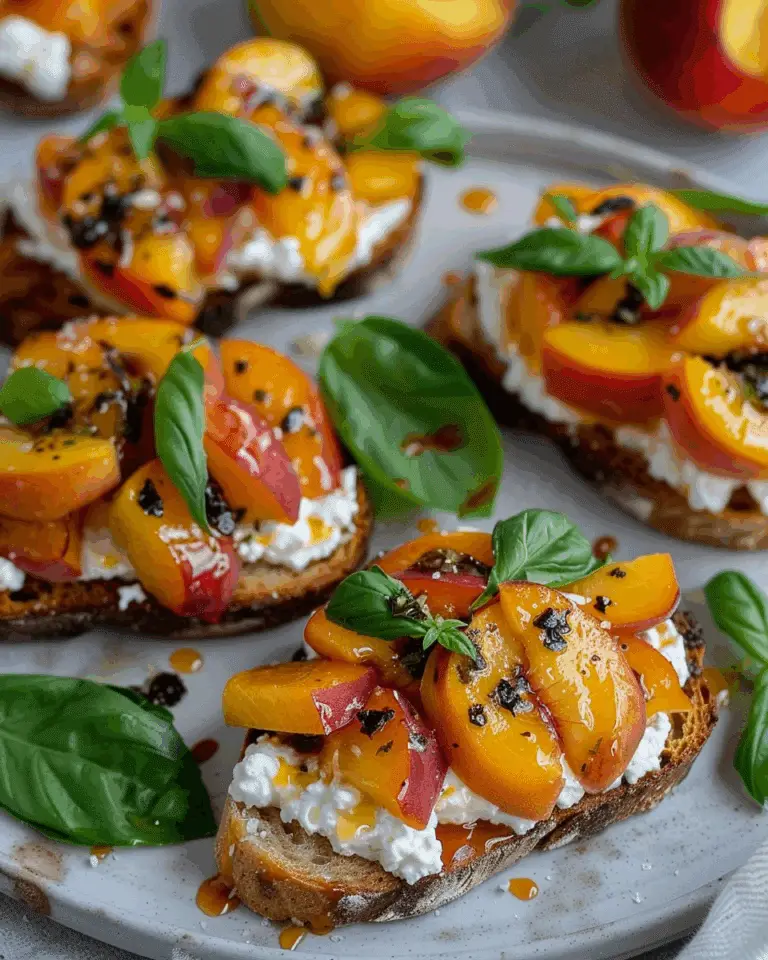 Quick Peach Bruschetta with Whipped Ricotta