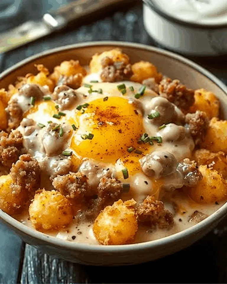 Tater Tot Breakfast Bowl with Sausage Gravy