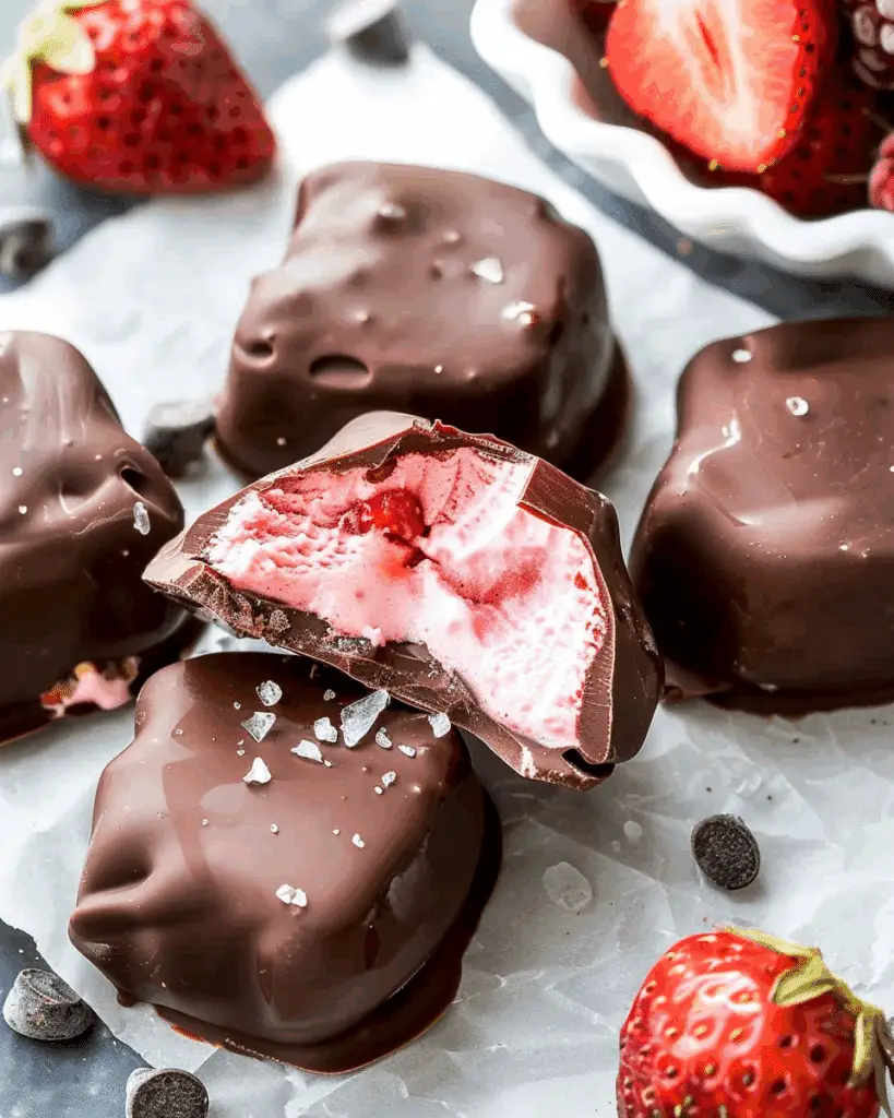 Chocolate Strawberry Frozen Yogurt Bites