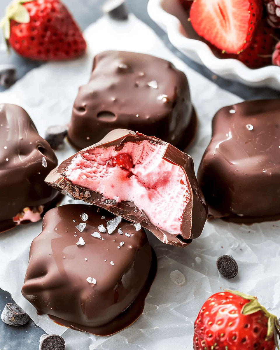 Chocolate Strawberry Frozen Yogurt Bites