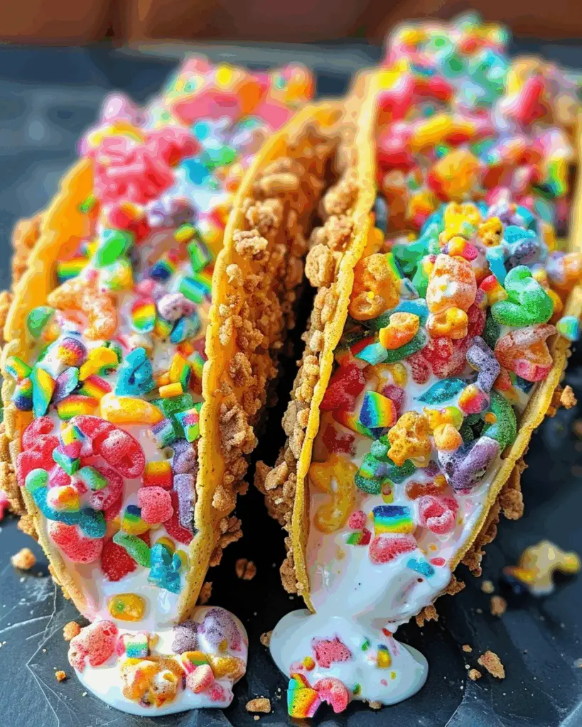 Fruity Pebbles Cheesecake Tacos