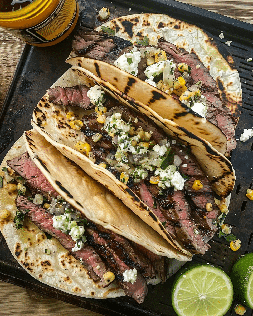 Grilled Steak Elote Tacos