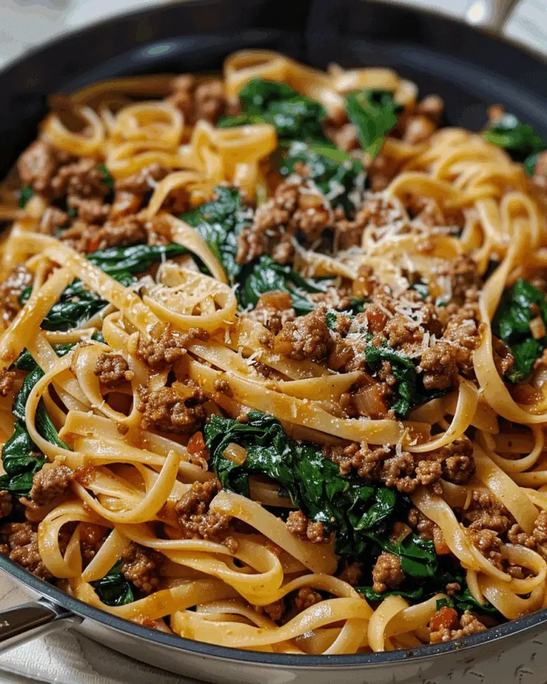 One-Pot Beef and Garlic Parmesan Spinach Pasta