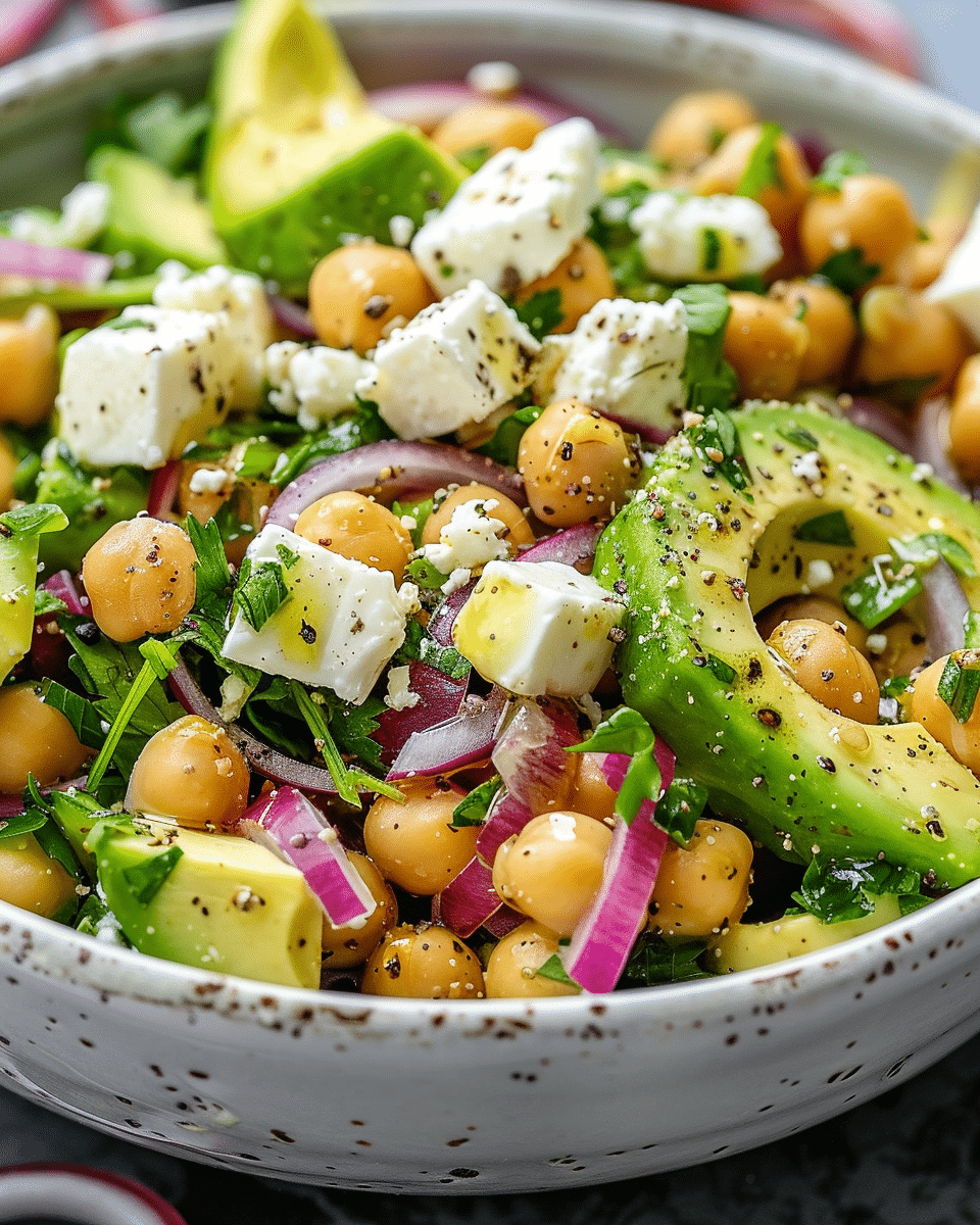 Chickpea Feta Avocado Salad