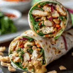 Thai-Inspired Chicken Wraps with Creamy Peanut Sauce