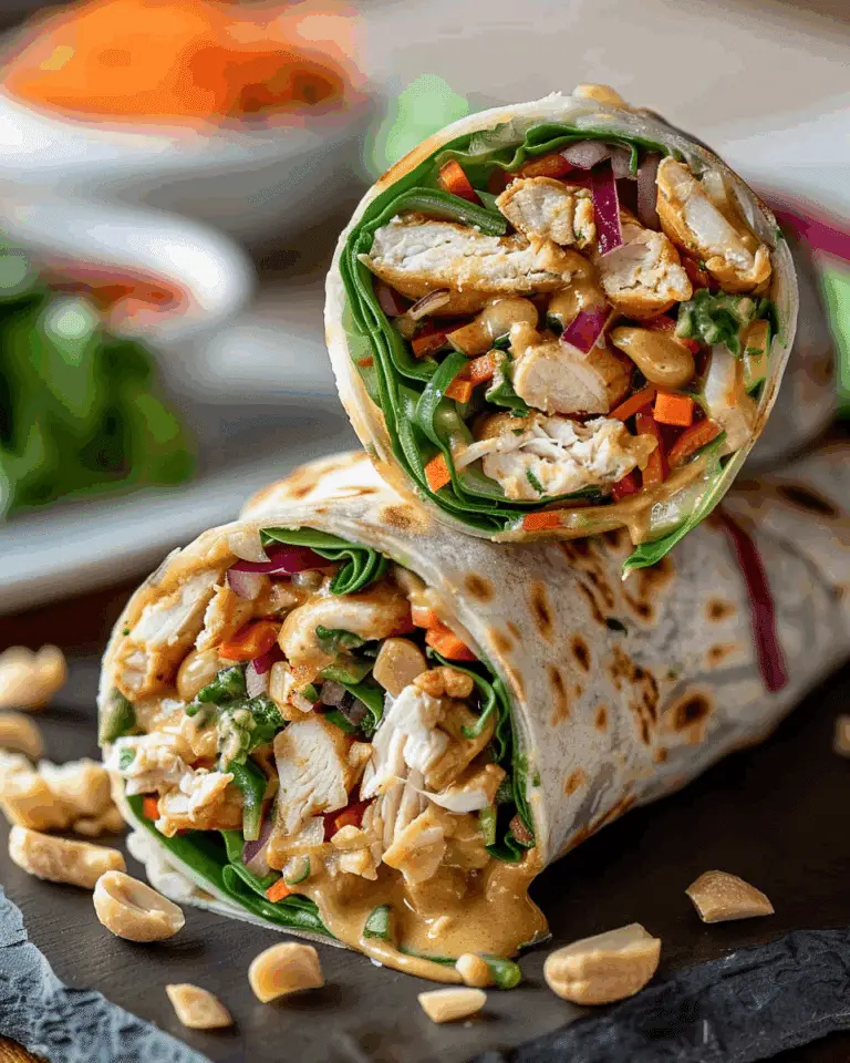 Thai-Inspired Chicken Wraps with Creamy Peanut Sauce