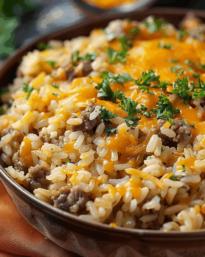 Cheesy Hamburger Rice Casserole