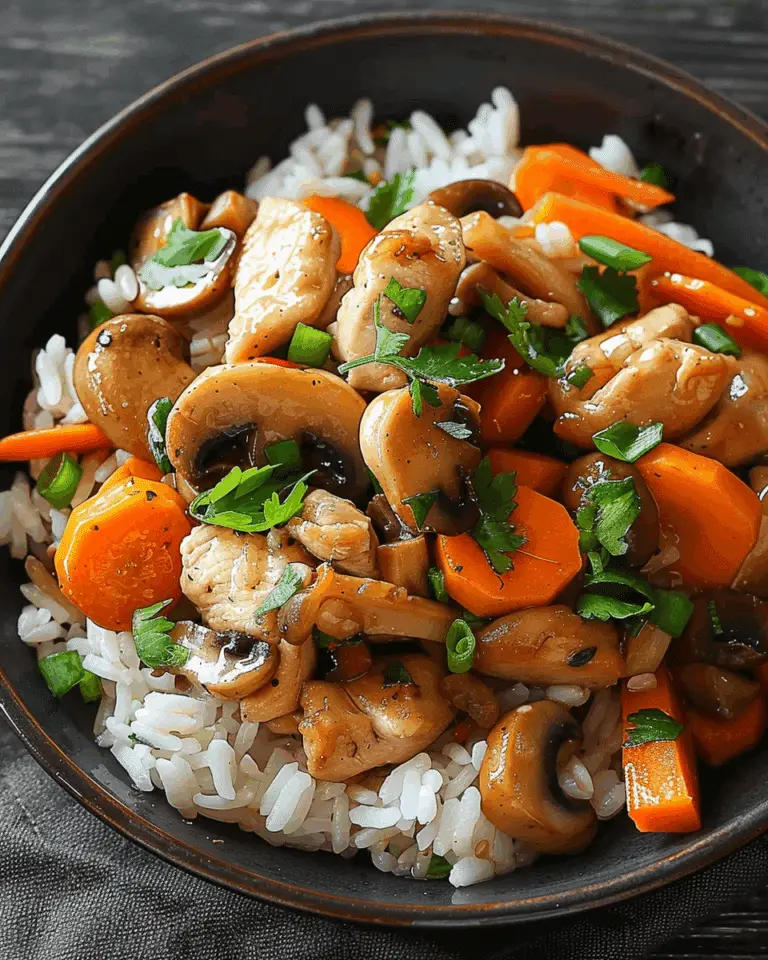 Garlic Chicken Stir-Fry with Mushrooms, Carrots & Rice