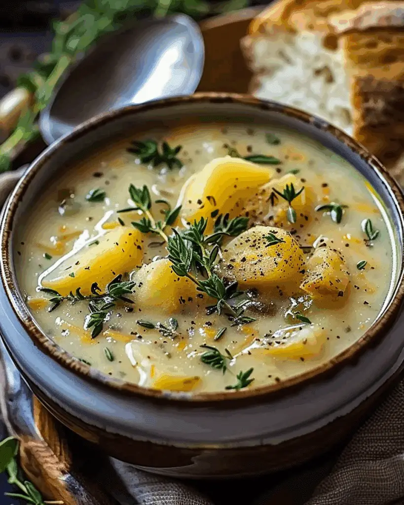 Hearty Cheddar Garlic Herb Potato Soup Recipe