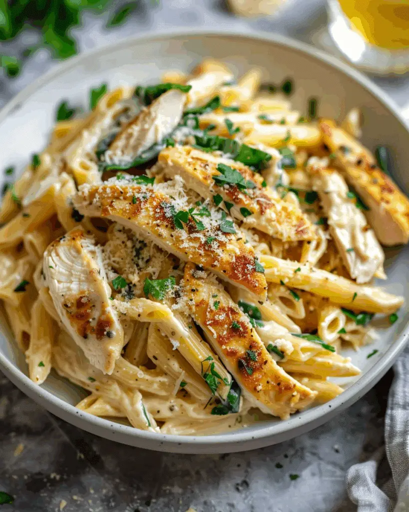 Healthy Garlic Parmesan Chicken Pasta