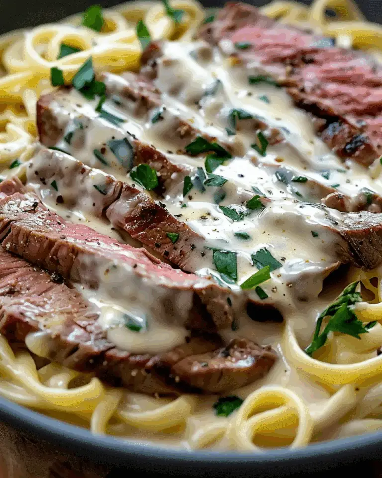 Savory Steak Gorgonzola Alfredo with Creamy Parmesan Sauce
