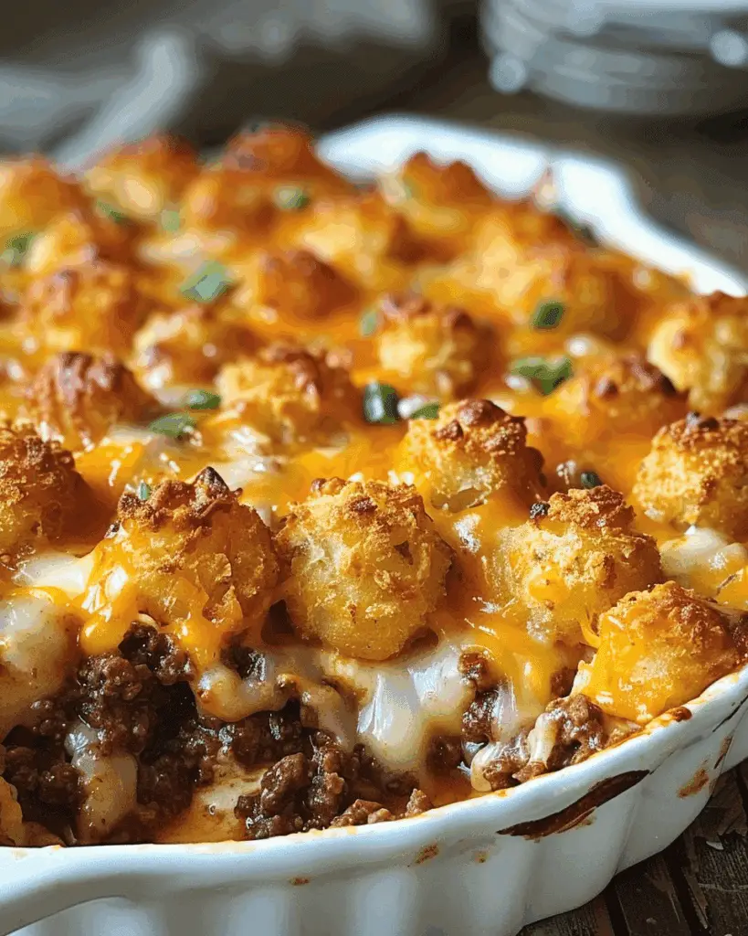 Cheesy Tater Tot Casserole with Ground Beef