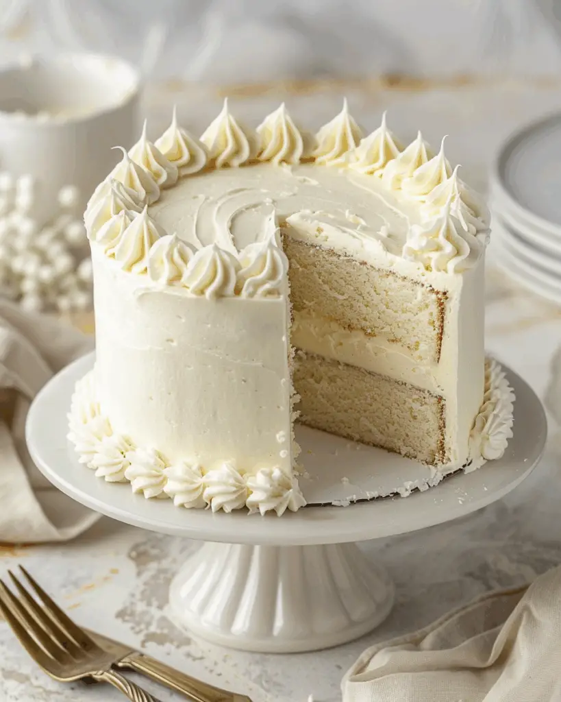 Classic White Velvet Celebration Cake with Cloud-Like Vanilla Buttercream