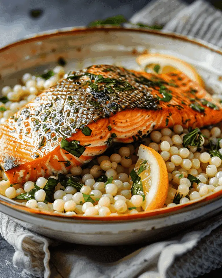 Herbed Pearl Couscous and Salmon