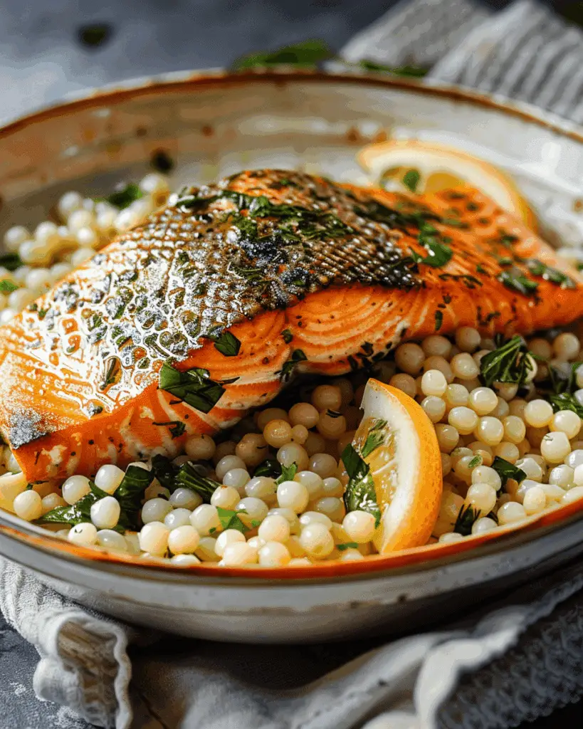 Herbed Pearl Couscous and Salmon