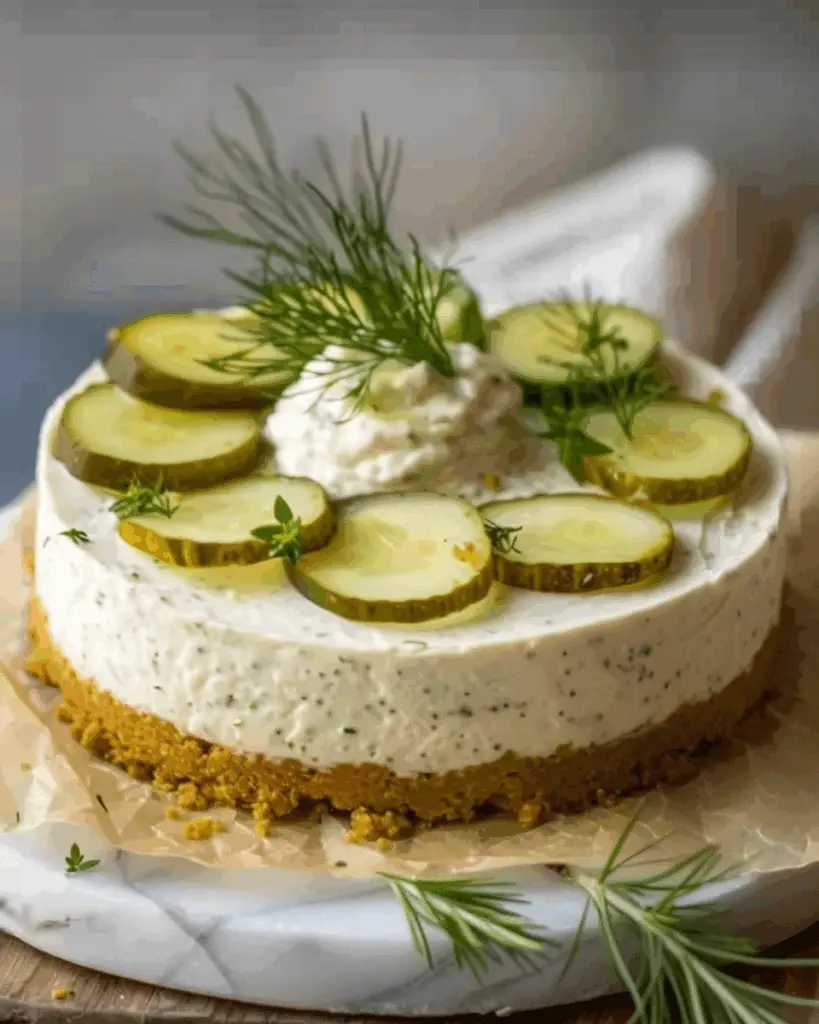 No-Bake Dill Pickle Cheesecake – Cool, Creamy, and Perfectly Tangy for the Bold at Heart