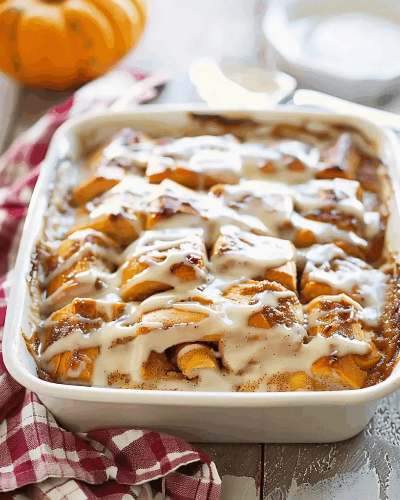 Pumpkin Cinnamon Roll Casserole