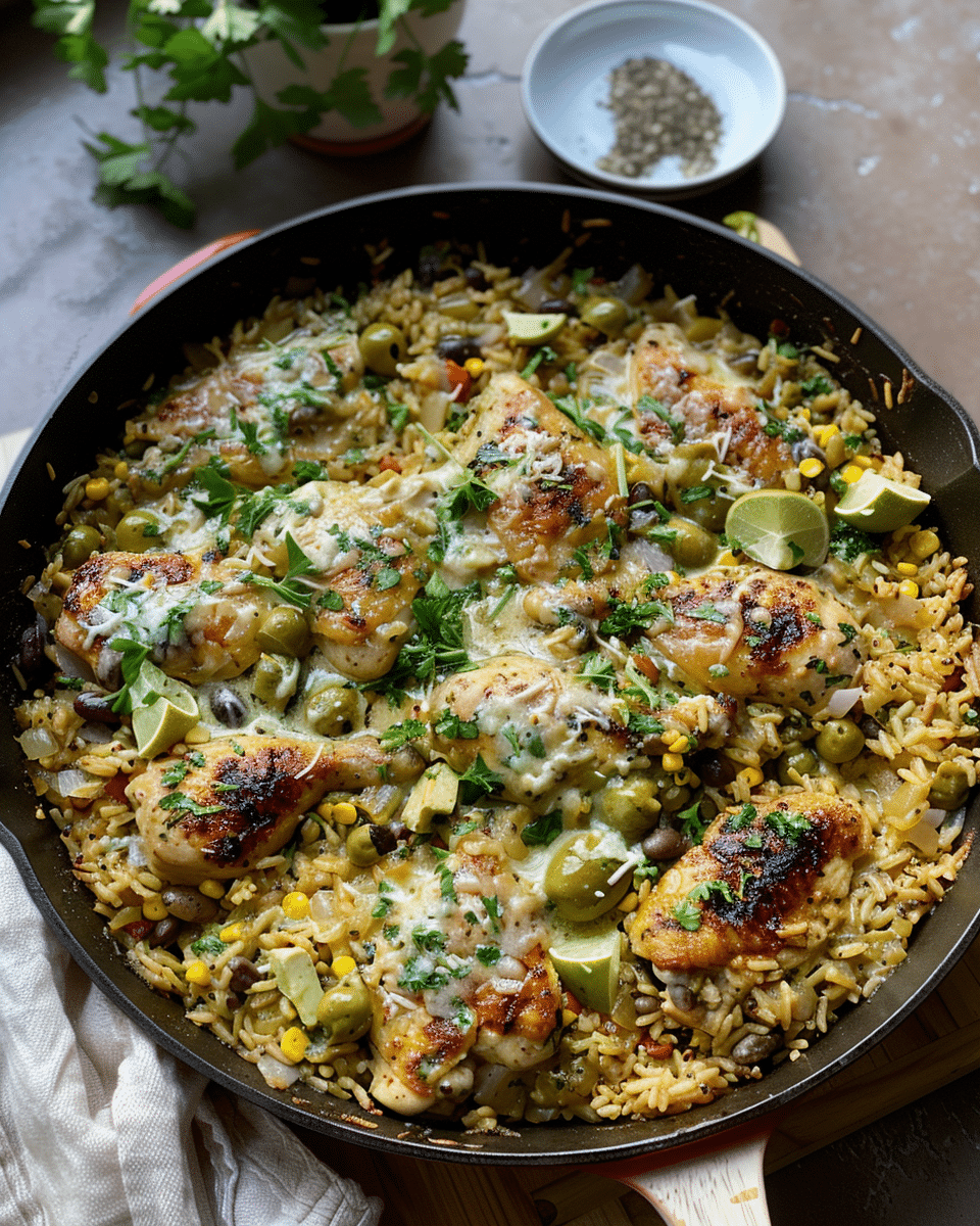 Salsa Verde Chicken Rice Skillet