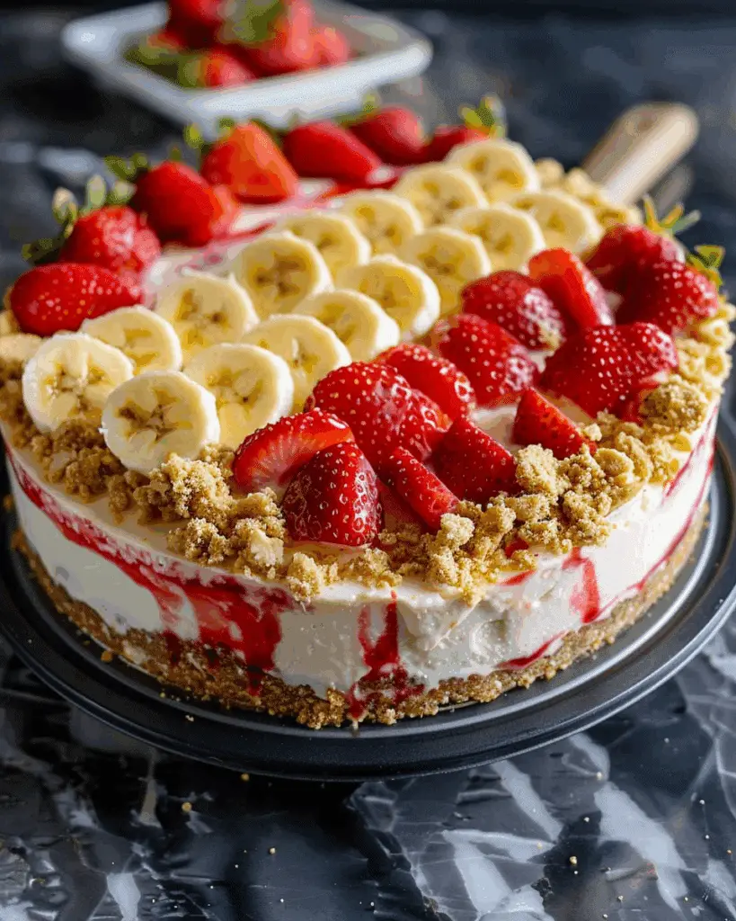 Strawberry Crunch Banana Pudding Cheesecake