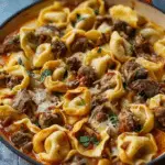 Cheesesteak Tortellini in Rich Provolone Sauce