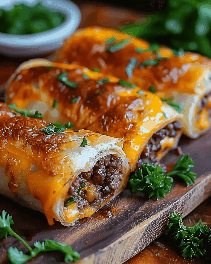 Easy Garlic Butter Beef Cheeseburger Rollups