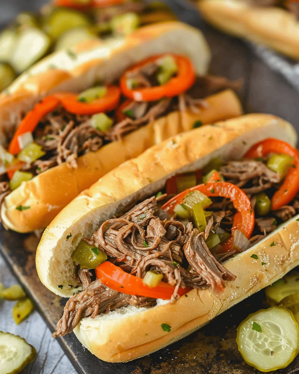 Slow Cooker Italian Beef Subs