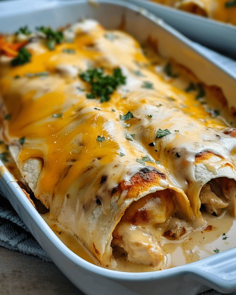 Cheesy Chicken Enchiladas with Creamy Sauce