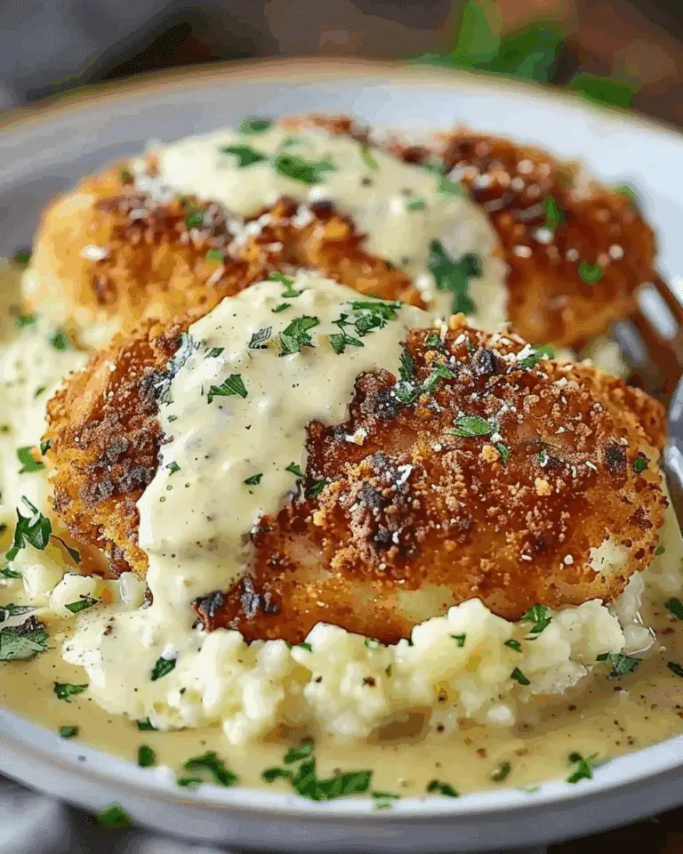 Parmesan Crusted Chicken with Creamy Garlic Sauce