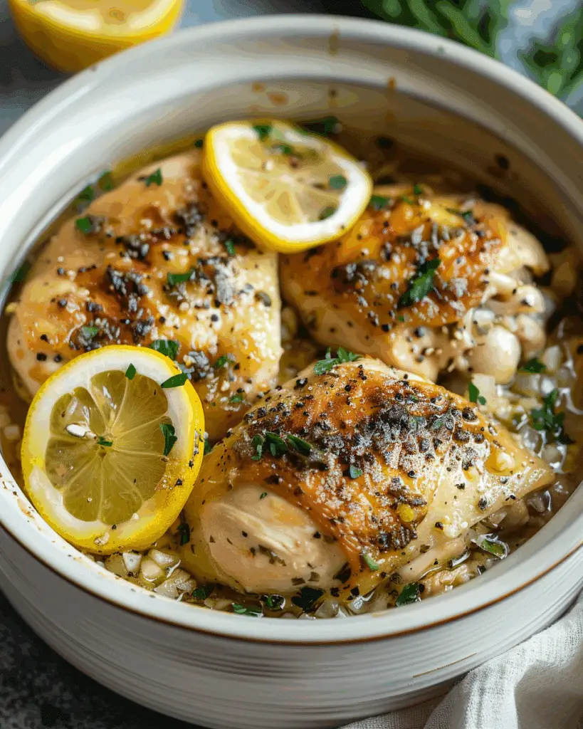 Slow Cooker Lemon Garlic Chicken