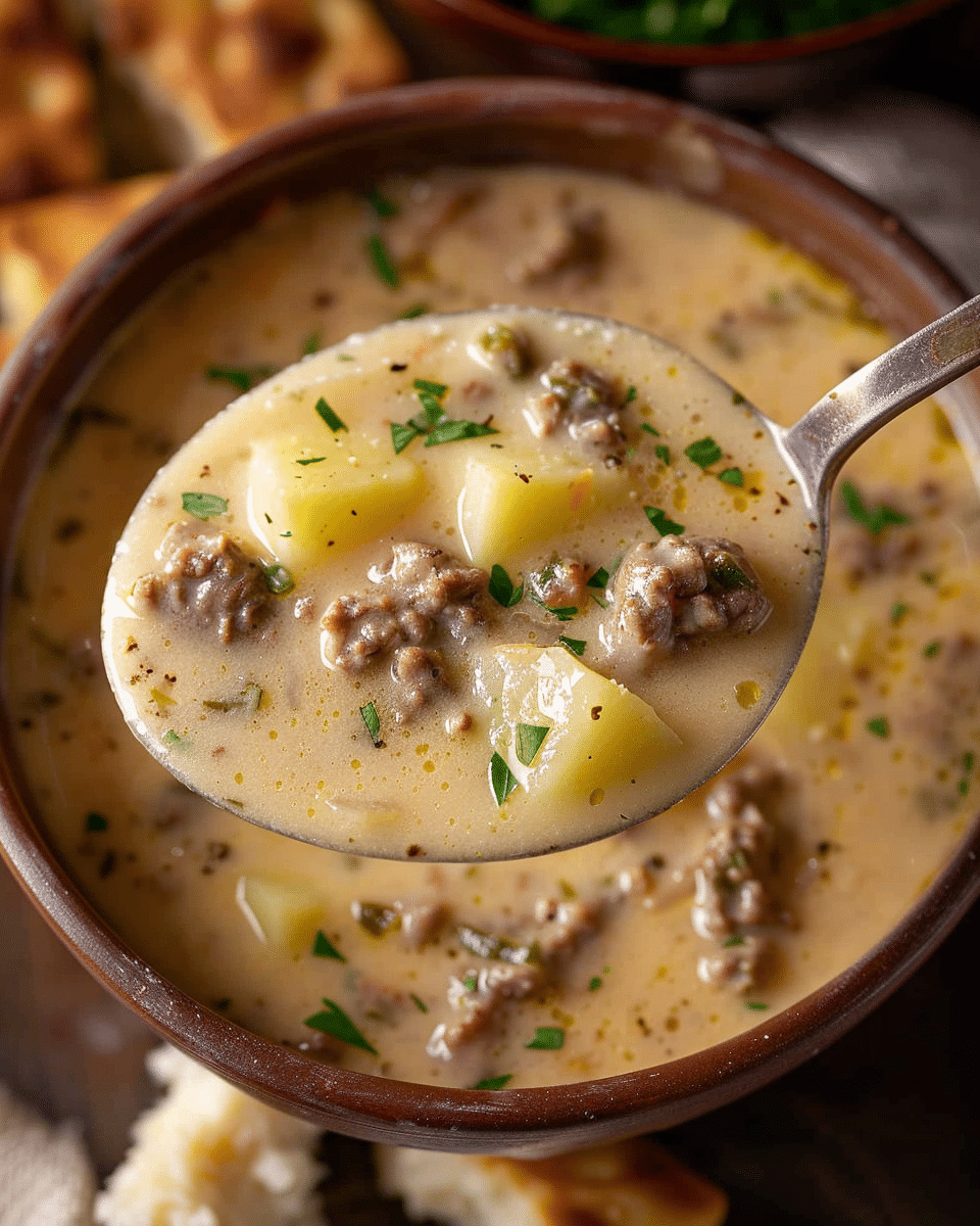 Cheesy Beef and Potato Soup