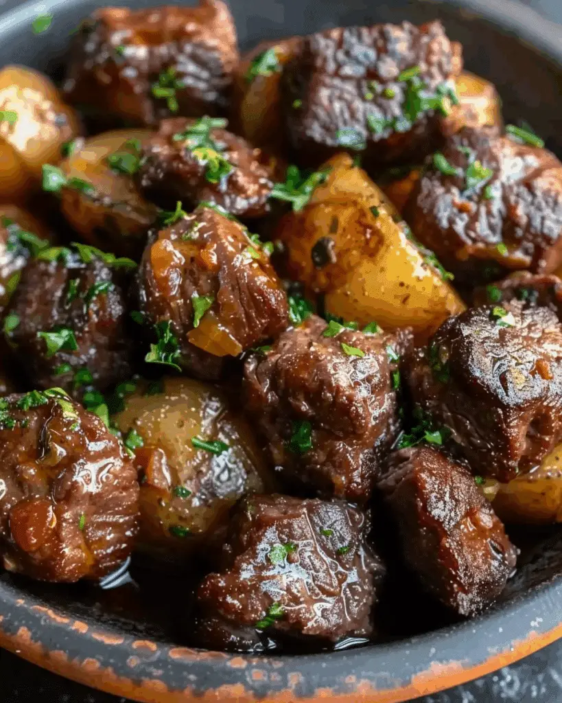 Garlic Butter Beef Bites with Potatoes