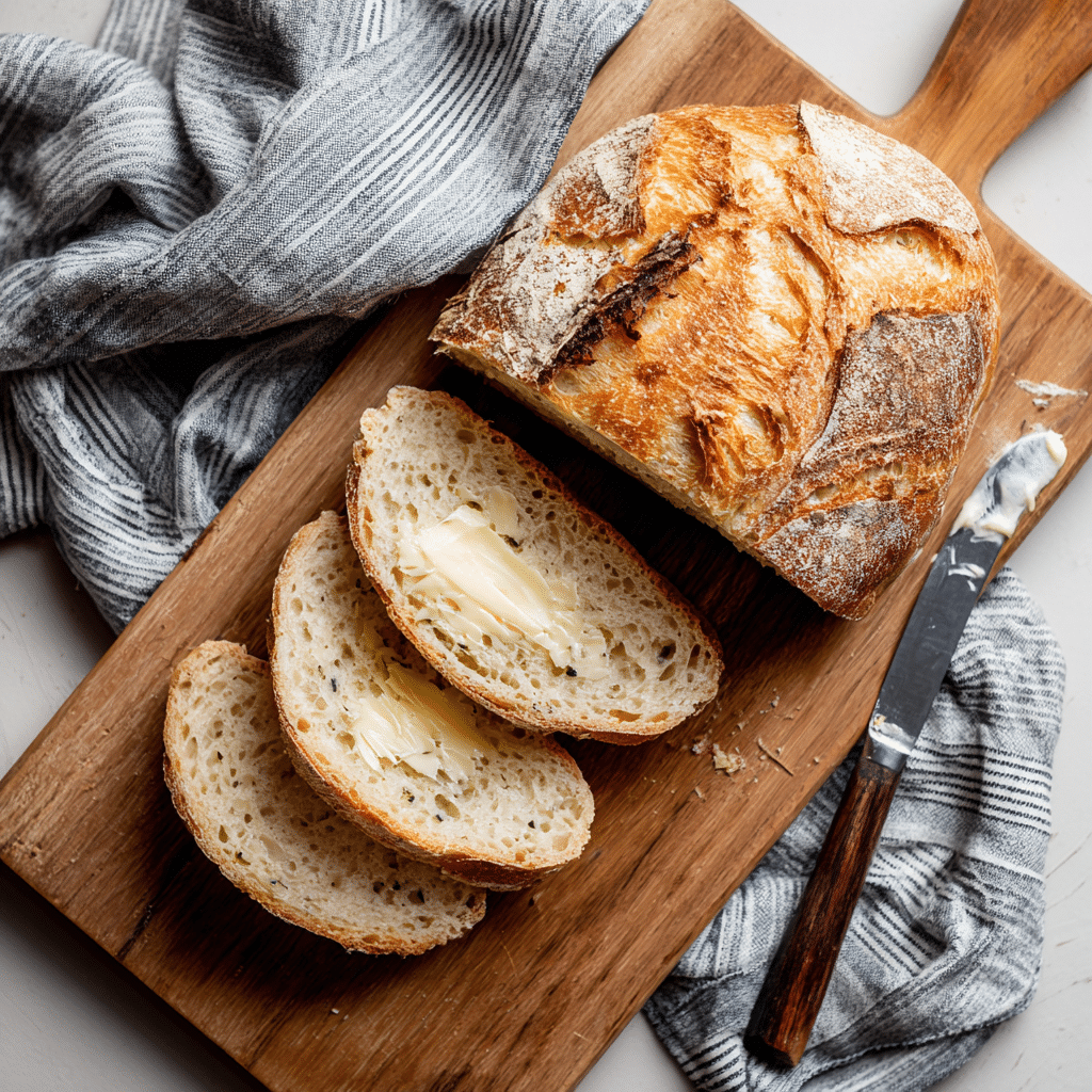 No-Knead Dutch Oven Parmesan Bread