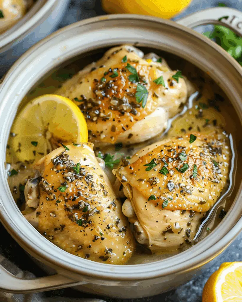 Slow Cooker Lemon Garlic Chicken