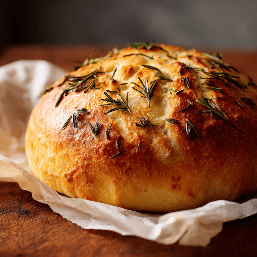 No-Knead Roasted Garlic and Rosemary Bread