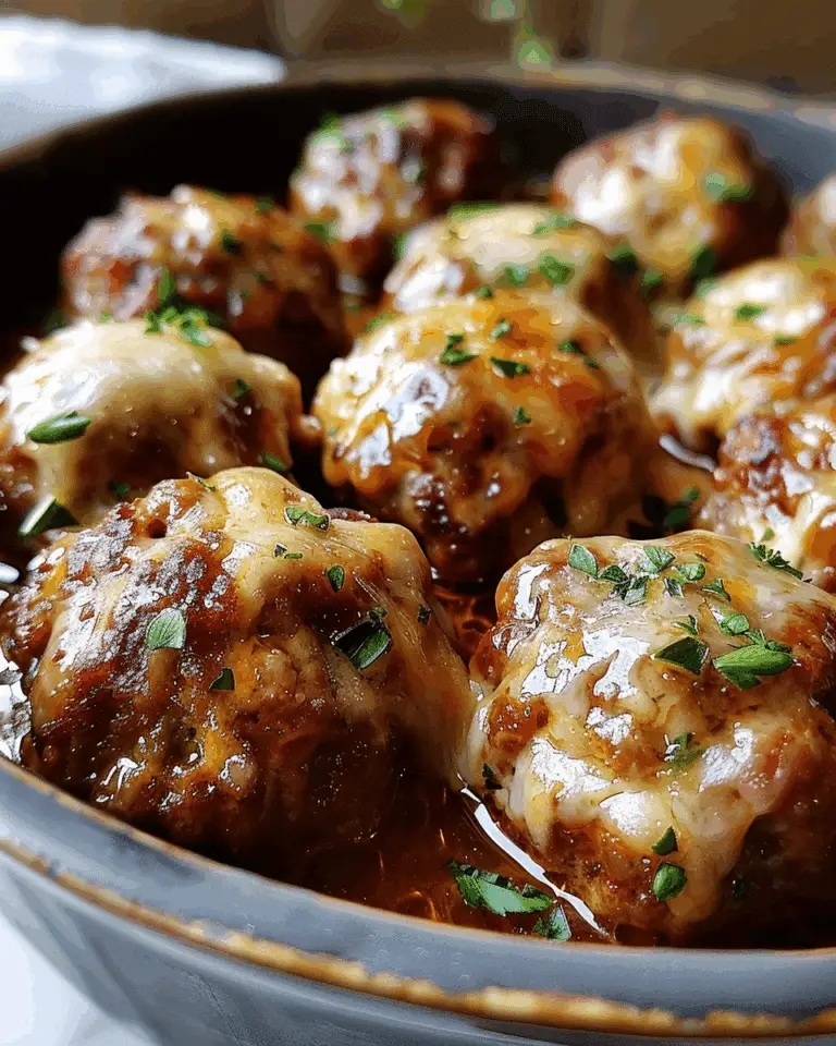 Crockpot French Onion Meatballs