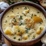 Halal Cheddar Garlic Herb Potato Soup