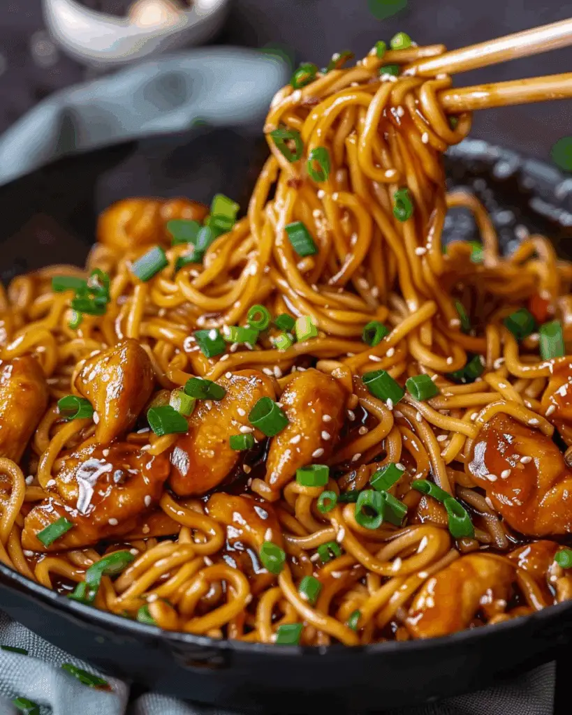 Sticky Garlic Chicken Noodles