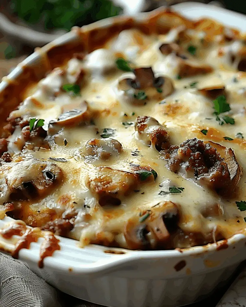 Creamy Ground Beef and Mushroom Casserole