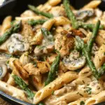 Creamy Mushroom and Asparagus Chicken Penne
