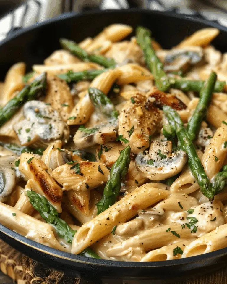 Creamy Mushroom and Asparagus Chicken Penne