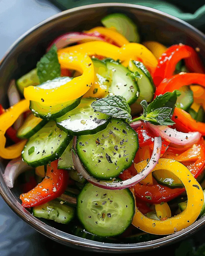 Cucumber Sweet Pepper Salad with Tangy-Sweet Dressing
